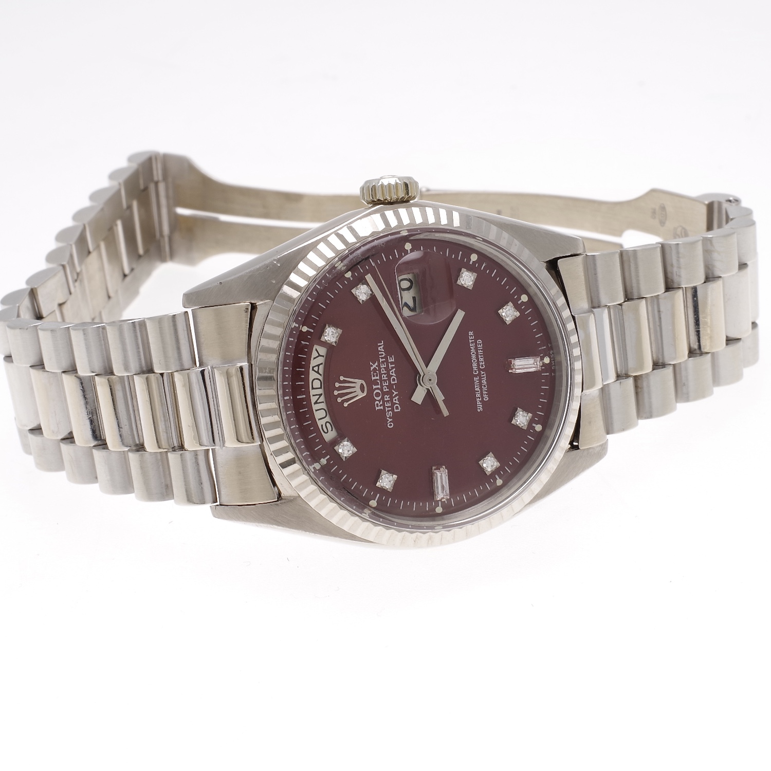 Rolex Day Date 1803 18k white gold with burgundy 