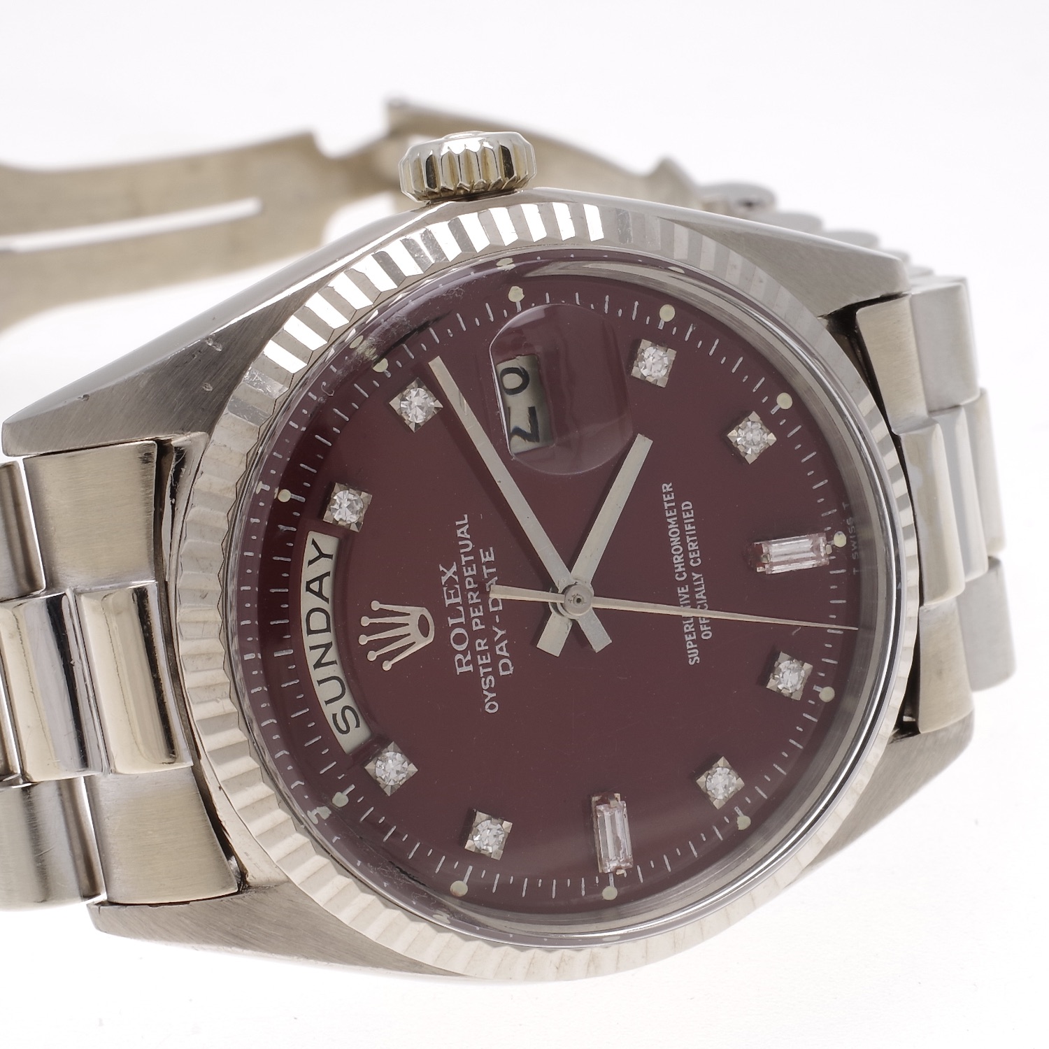 Rolex Day Date 1803 18k white gold with burgundy 