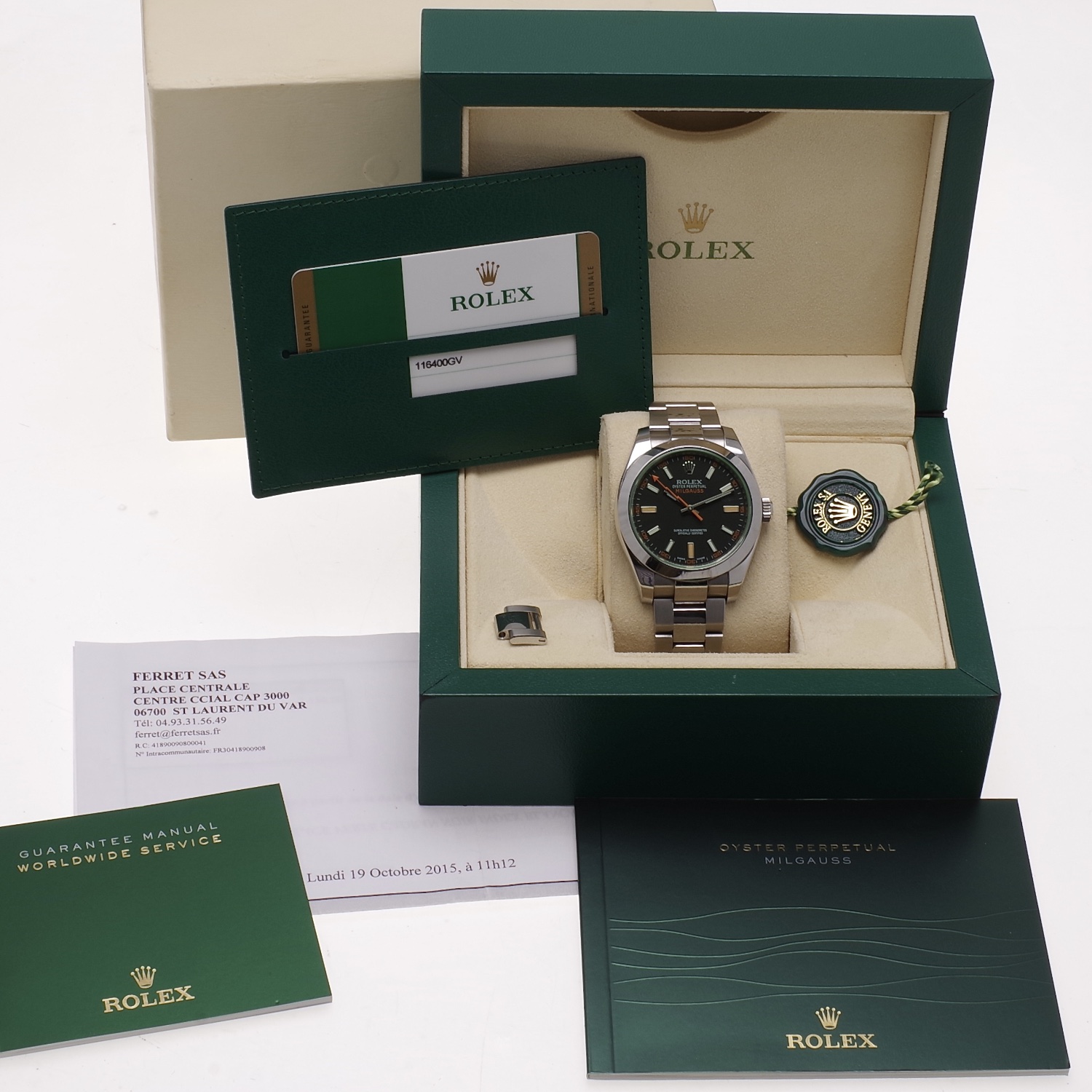 Rolex Milgauss 116400GV green crystal rolex-milgauss-116400GV-2015-7