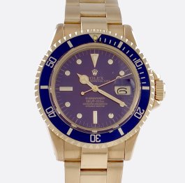 Rolex : Submariner - 1680 18k yellow gold purple nipple dial